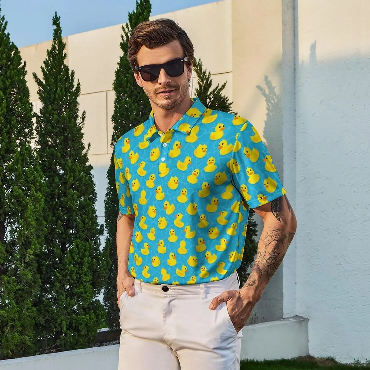 Mens Golf Shirt Funny Polo Shirts Short Sleeve Golf Polo Shirts Gifts Print Shirts