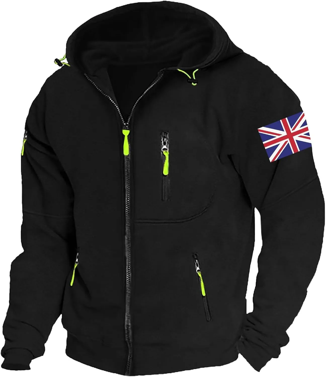 Men's Hoodies Full Zip Canada Jacket Vintage Workout Running Active Hoodies with Pockets Military Tactical Sweatshirt