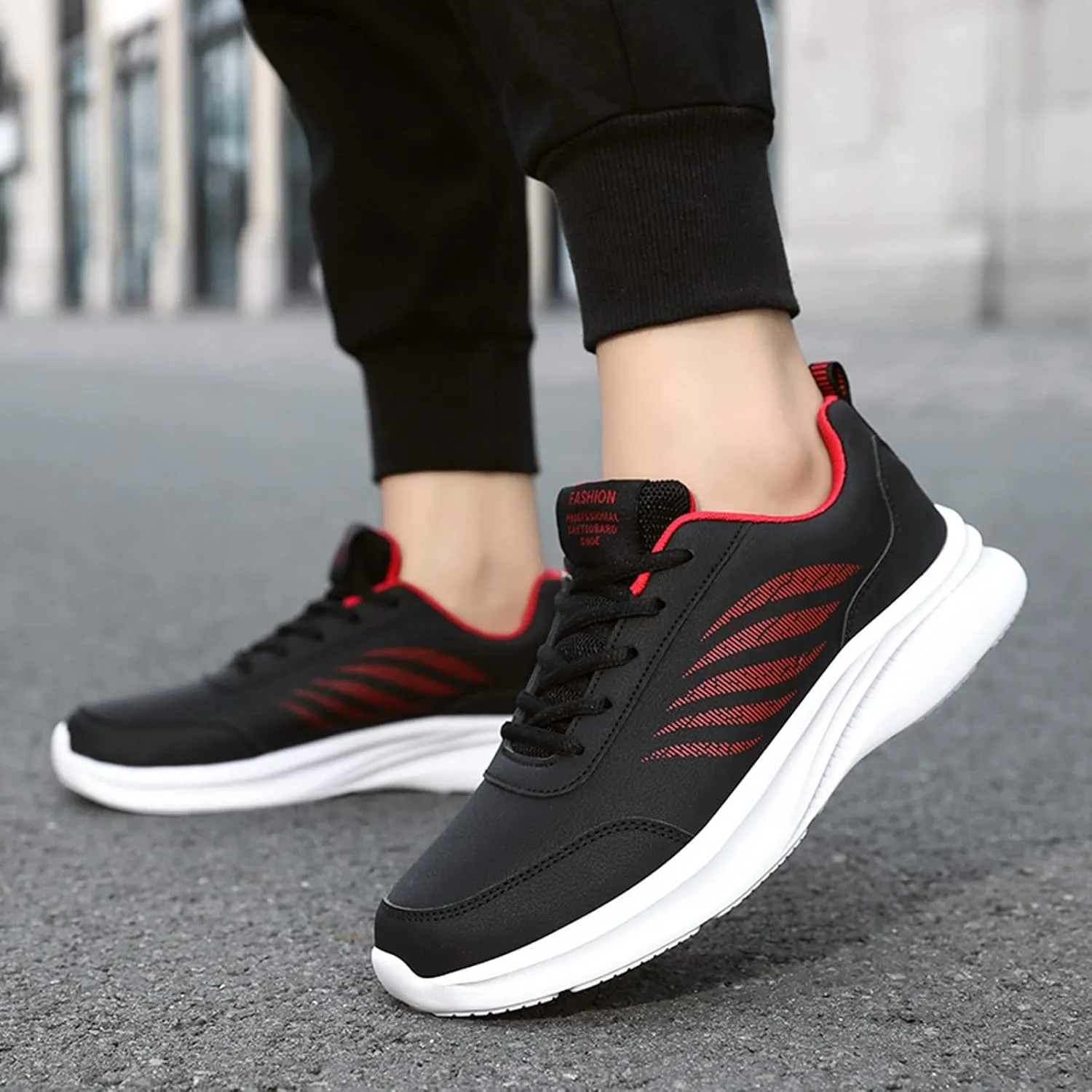 Men's Lightweight Cushion Sneakers Breathable and Light Outdoor Comfy Walking Shoe Casual Elderly Lace Up Shoes