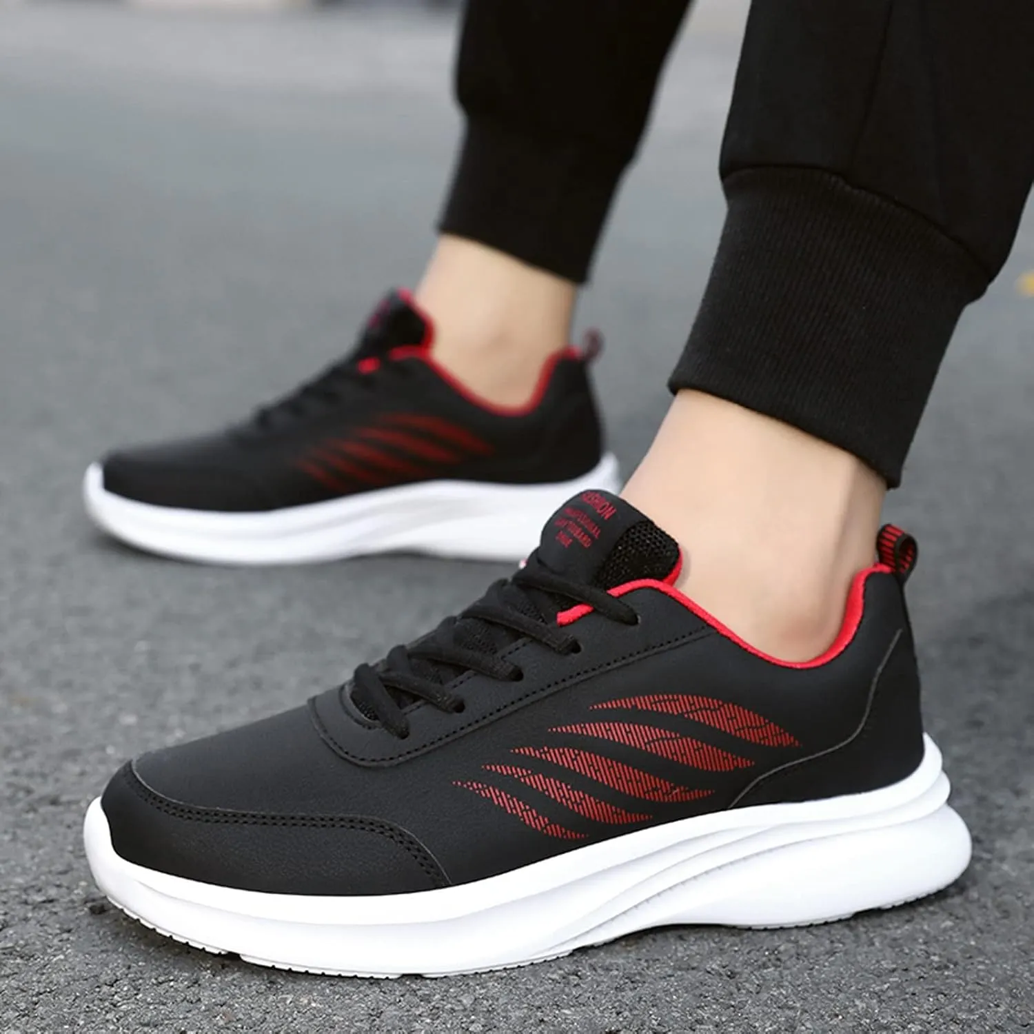 Men's Lightweight Cushion Sneakers Breathable and Light Outdoor Comfy Walking Shoe Casual Elderly Lace Up Shoes