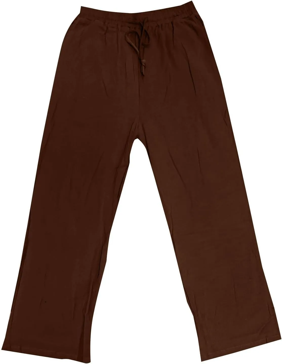 Men's Linen Pants Elastic Waistband Lightweight Straight Leg Beach Trousers Summer Loose Fit Breathable Comfort Pant