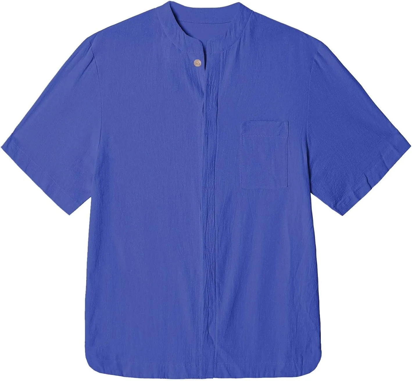 Mens Linen Shirt Short Sleeve Cotton Henley Outdoor Fashion Solid Tees Shirts 2025 Summer Beach Blouses with Pocket