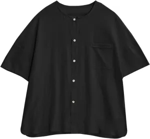 Mens Linen Shirt Short Sleeve Cotton Henley Outdoor Fashion Solid Tees Shirts 2025 Summer Beach Blouses with Pocket