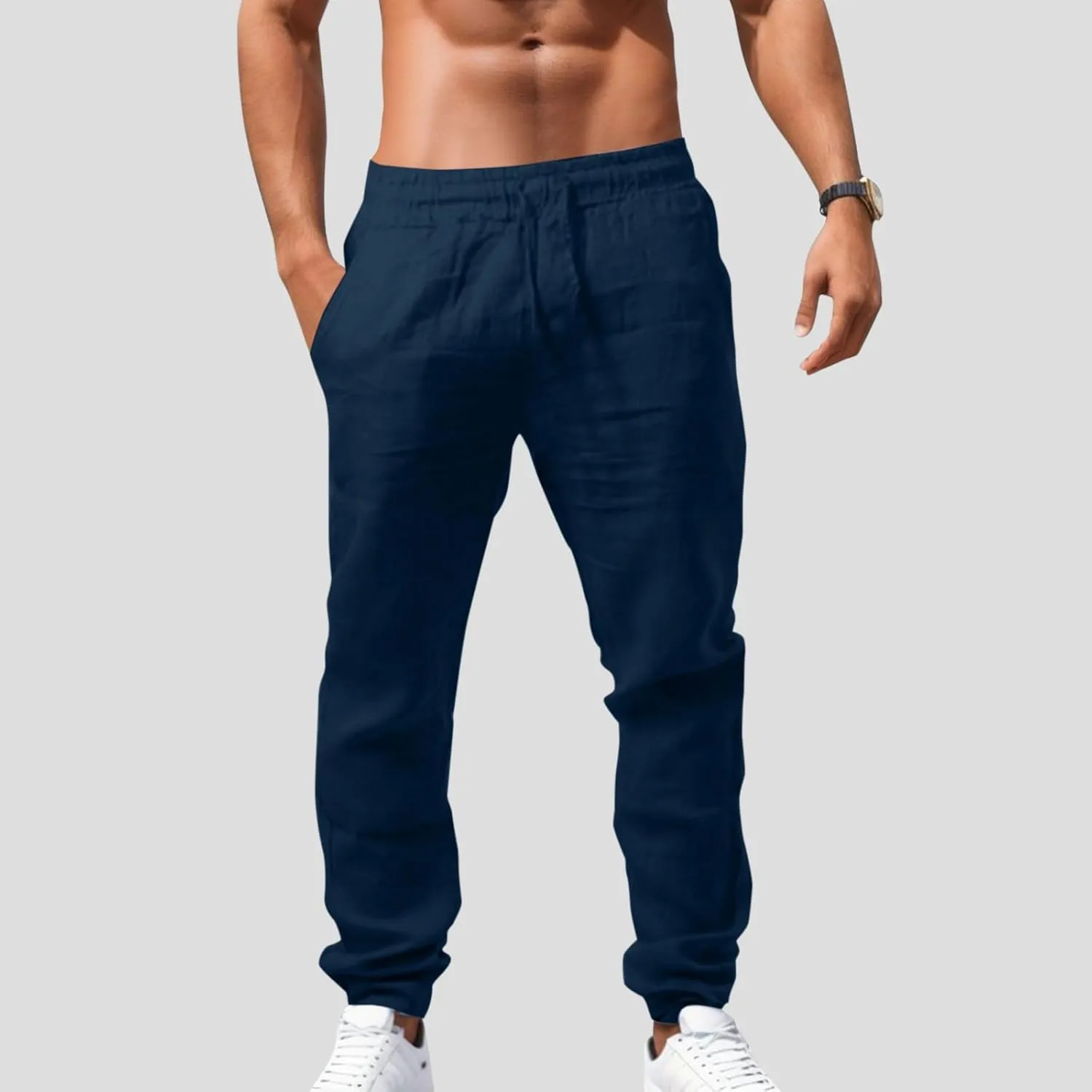 Men's Pant Casual Plain Joggers Gym Sports Yoga Sweatpant Tapered Elasticated Adjustable Waist Combat Pant
