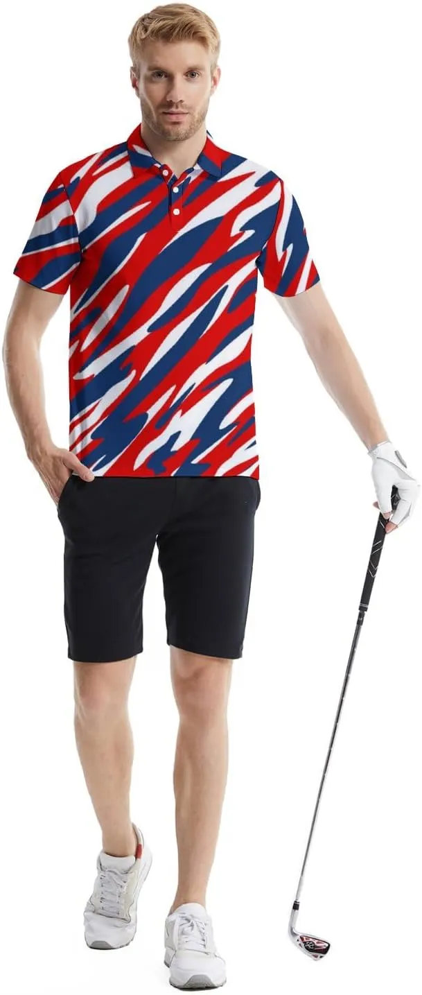 Mens Polo Shirts Funny Golf Shirts for Men Quick-Dry Performance Hawaiian Polo Shirts for Men Print Short Sleeve Shirts
