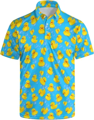 Mens Polo Shirts Funny Golf Shirts for Men Quick-Dry Performance Hawaiian Polo Shirts for Men Print Short Sleeve Shirts