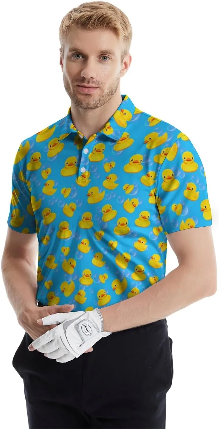 Mens Polo Shirts Funny Golf Shirts for Men Quick-Dry Performance Hawaiian Polo Shirts for Men Print Short Sleeve Shirts