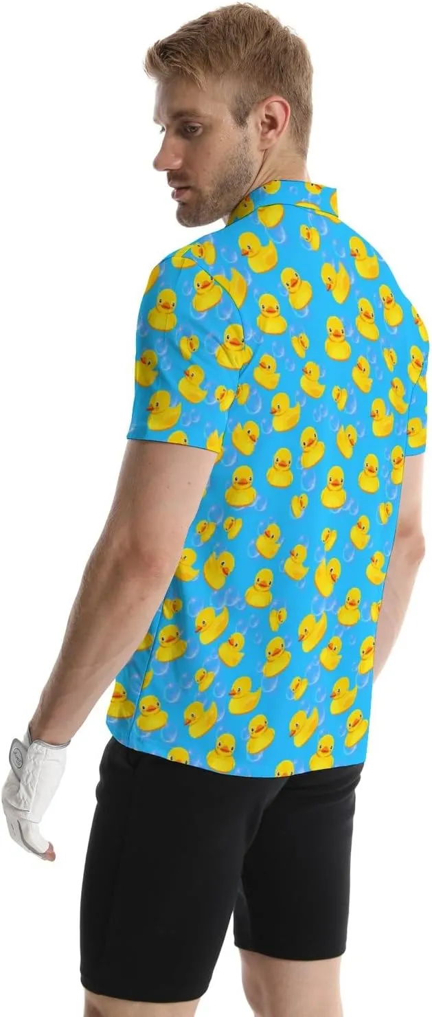 Mens Polo Shirts Funny Golf Shirts for Men Quick-Dry Performance Hawaiian Polo Shirts for Men Print Short Sleeve Shirts