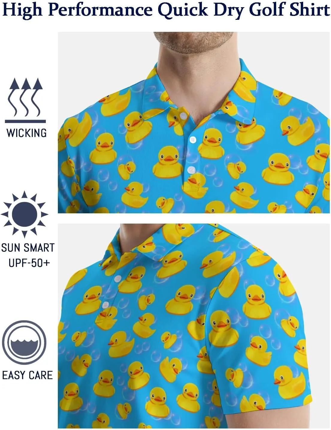 Mens Polo Shirts Funny Golf Shirts for Men Quick-Dry Performance Hawaiian Polo Shirts for Men Print Short Sleeve Shirts