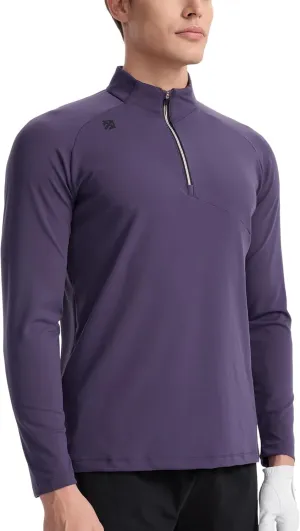 Mens Quarter Zip Pullover Lightweight Moisture Wicking Quick Dry Hiking Workout Running Golf Shirts for Men