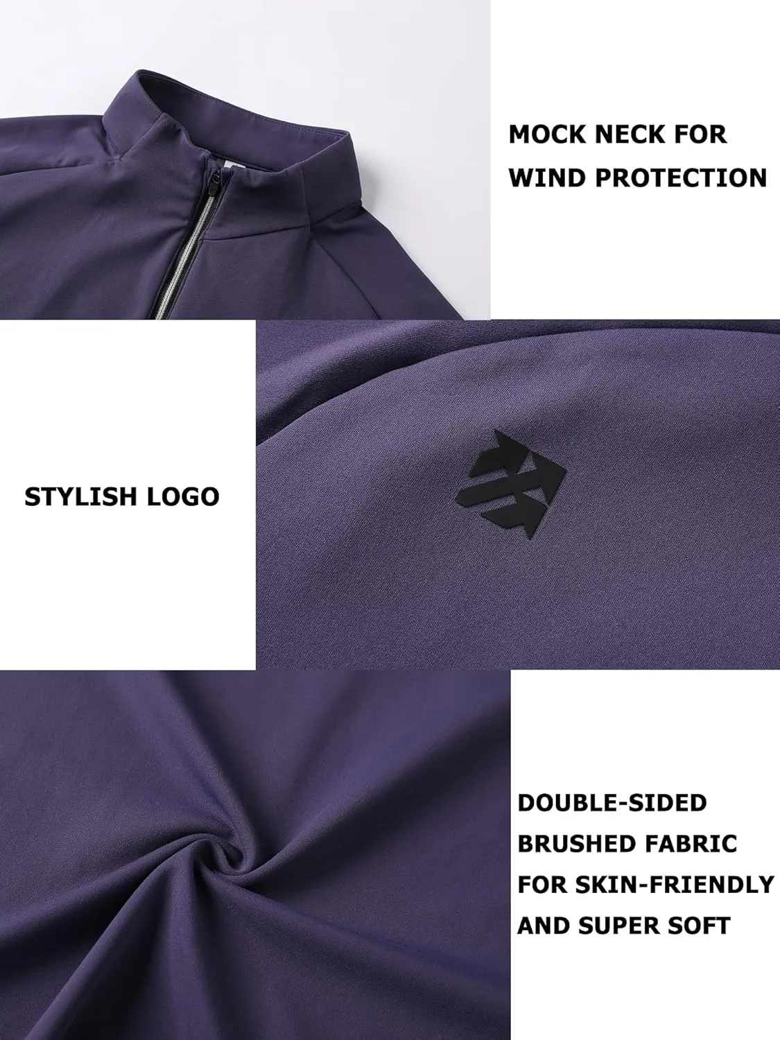 Mens Quarter Zip Pullover Lightweight Moisture Wicking Quick Dry Hiking Workout Running Golf Shirts for Men