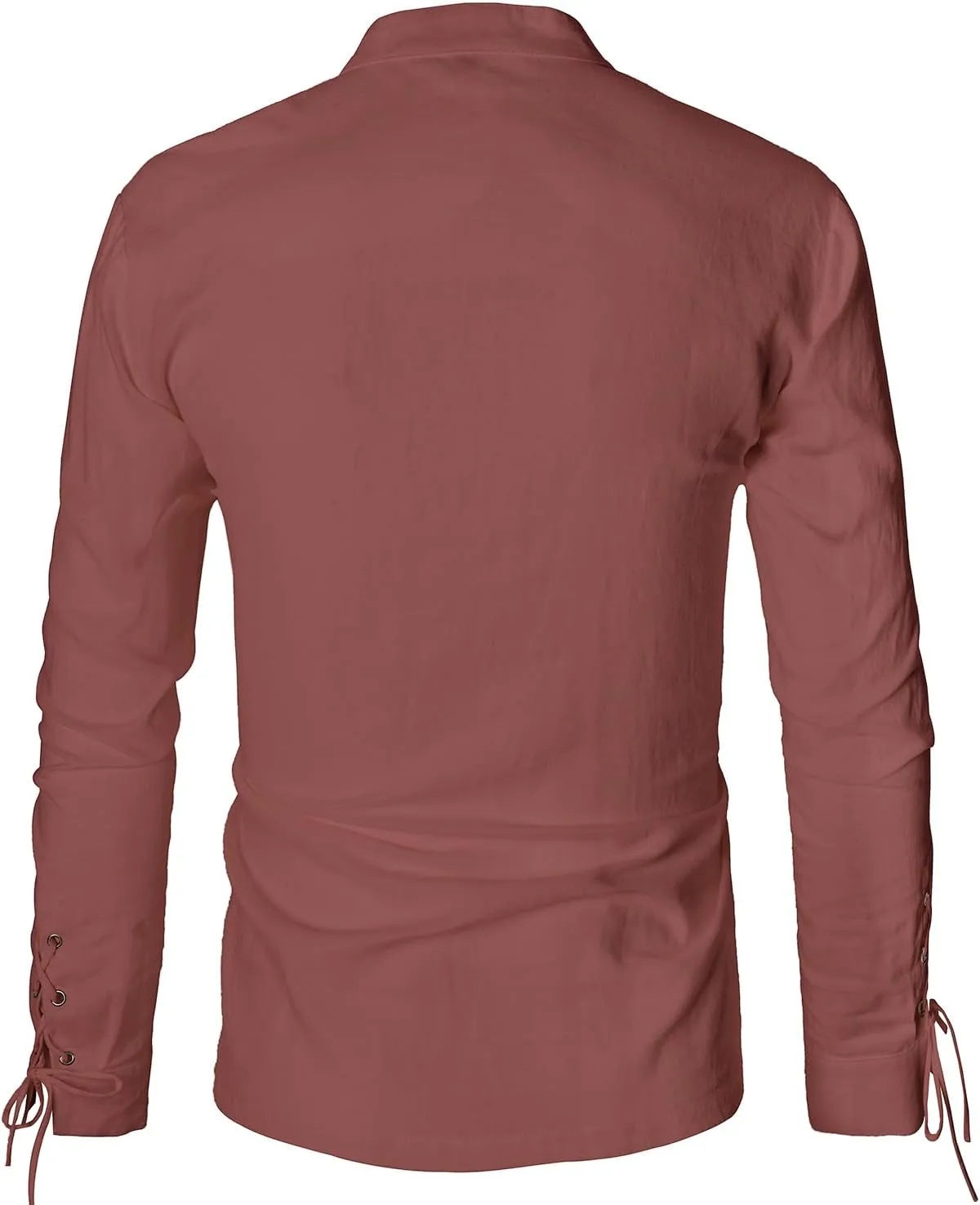 Men's Renaissance Long Sleeved Shirt Pirate Medieval Cotton Shirt Hippie lace up top Halloween Costume