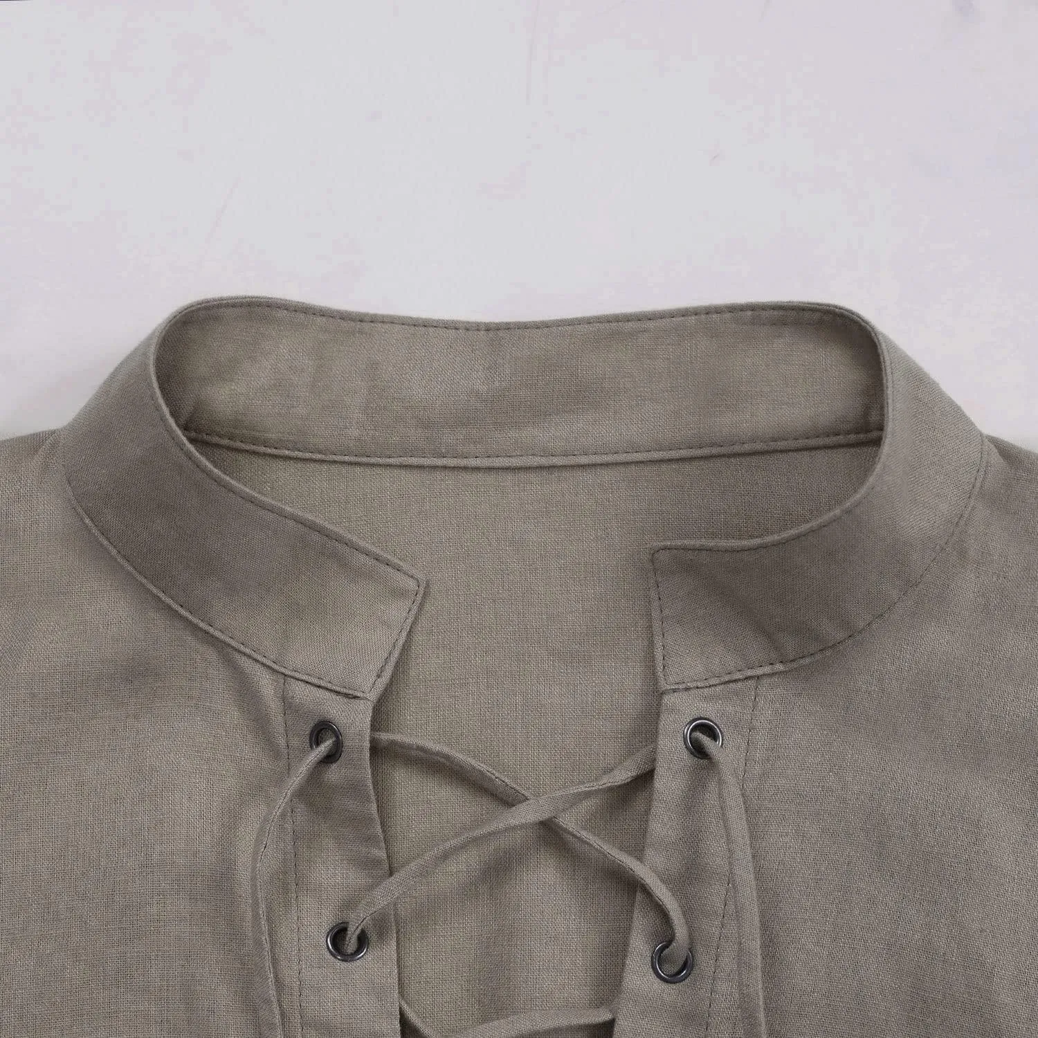 Men's Renaissance Long Sleeved Shirt Pirate Medieval Cotton Shirt Hippie lace up top Halloween Costume