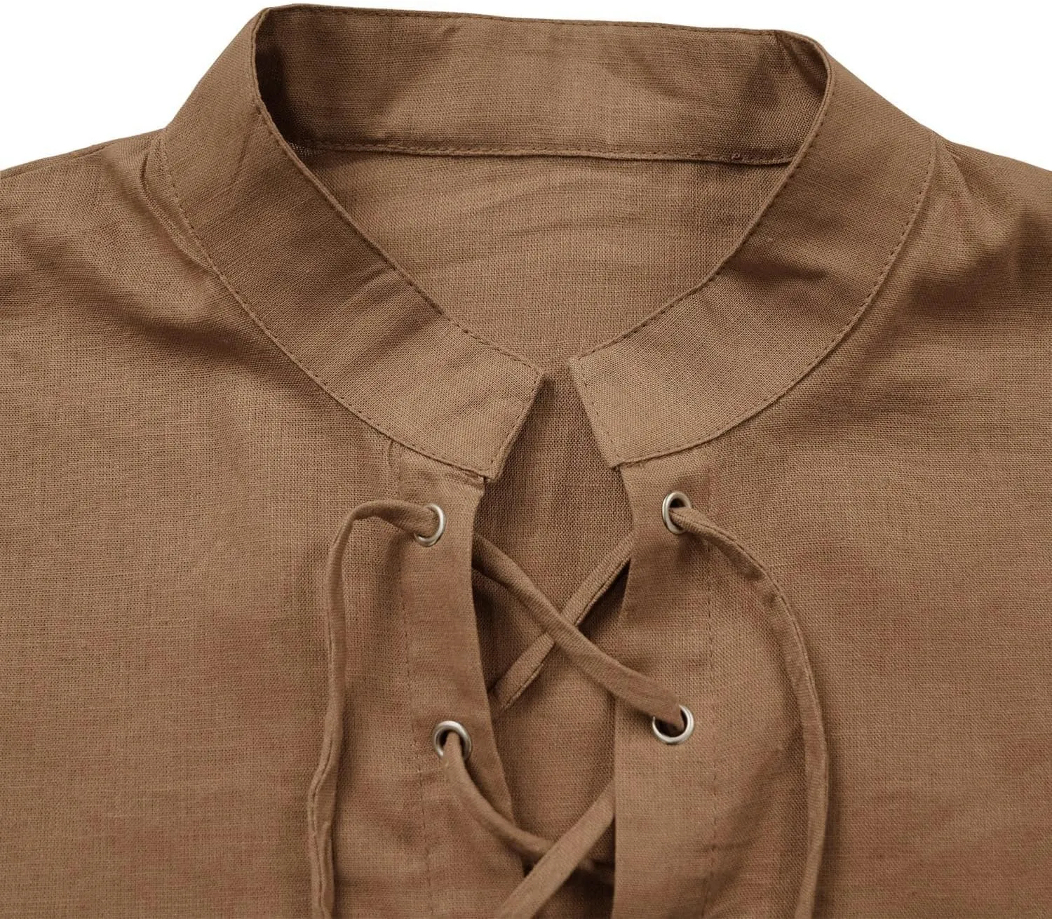 Men's Renaissance Long Sleeved Shirt Pirate Medieval Cotton Shirt Hippie lace up top Halloween Costume