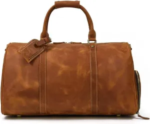 Mens retro leather travel bag, leather leather shoes handbag, leather leather leather super large capacity luggage bag