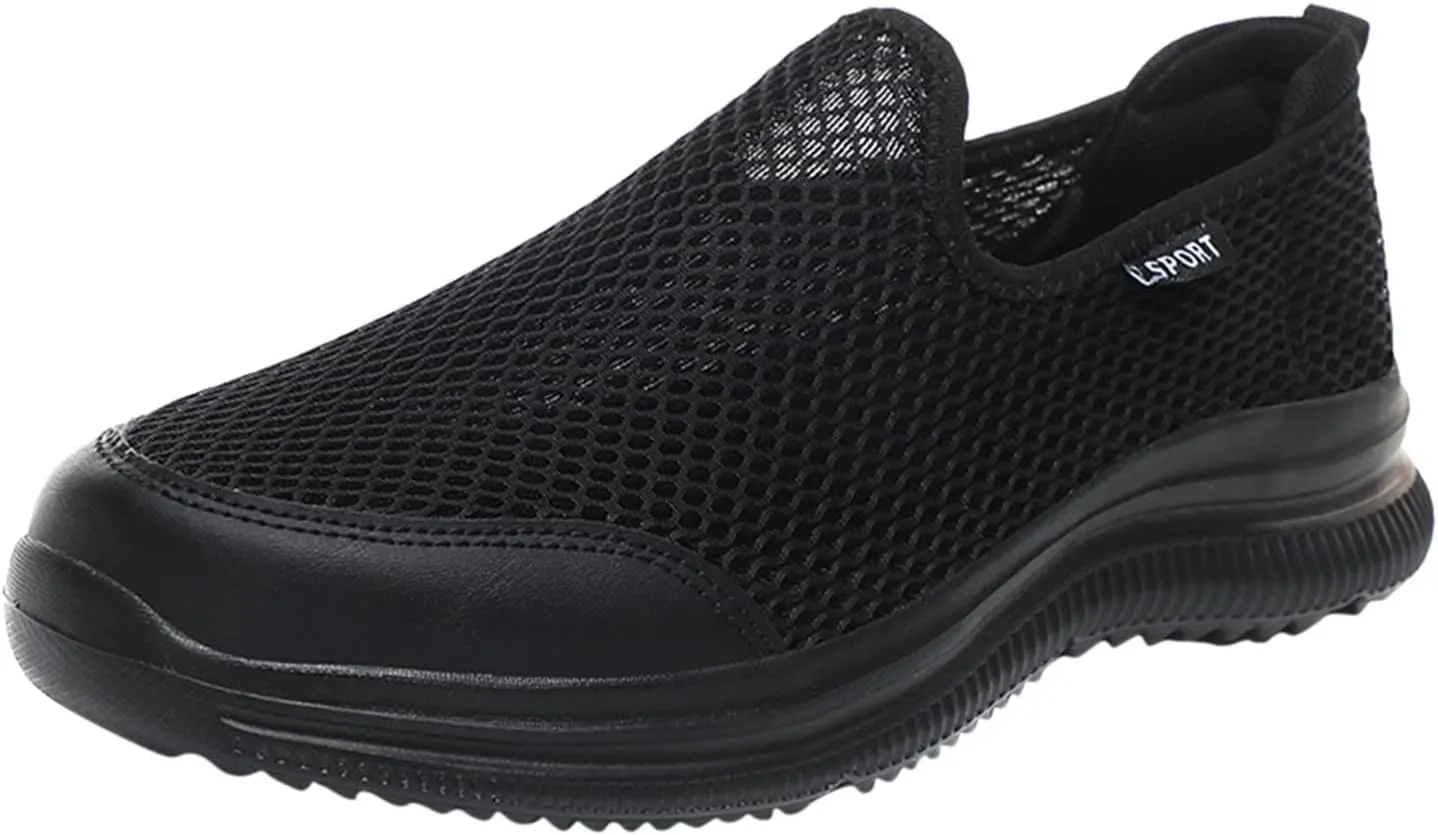 Men's Running Shoes Comfortable Lightweight Breathable Walking Sneakers Mesh Casual Slip On Sports Shoes