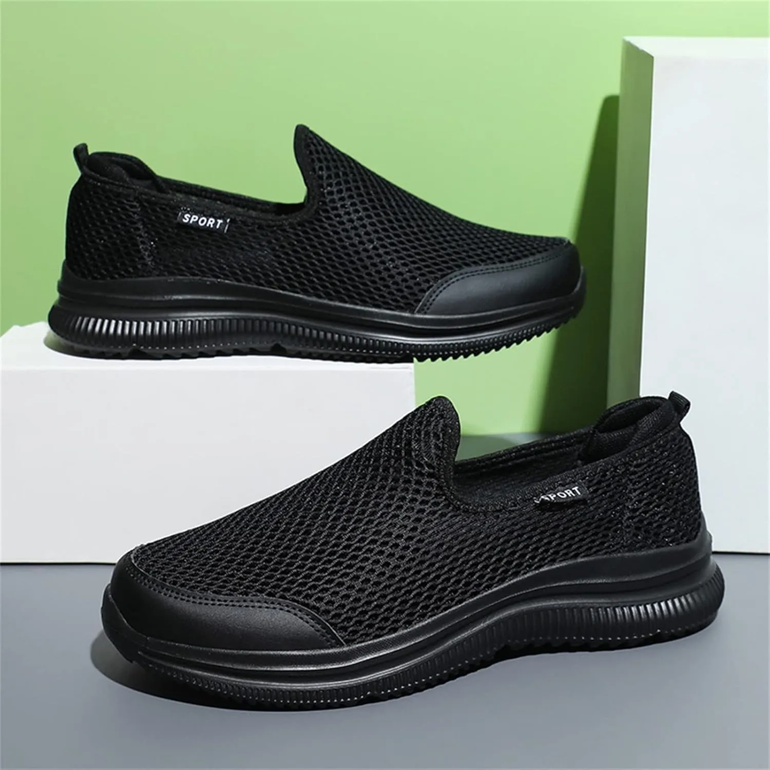 Men's Running Shoes Comfortable Lightweight Breathable Walking Sneakers Mesh Casual Slip On Sports Shoes
