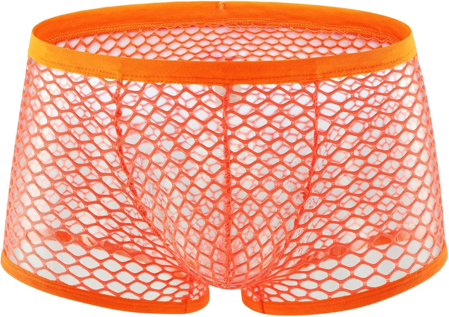Men's See Through Sexy Fishnet Boxer Briefs Breathable Comfort Trunks Underwear Mesh Lingerie Bikini Pants for Male