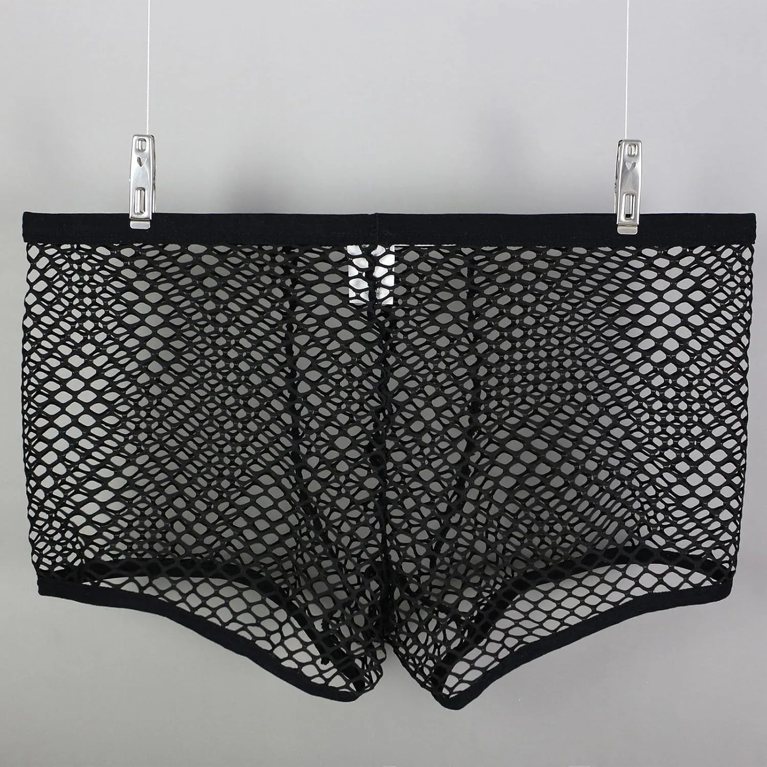 Men's See Through Sexy Fishnet Boxer Briefs Breathable Comfort Trunks Underwear Mesh Lingerie Bikini Pants for Male