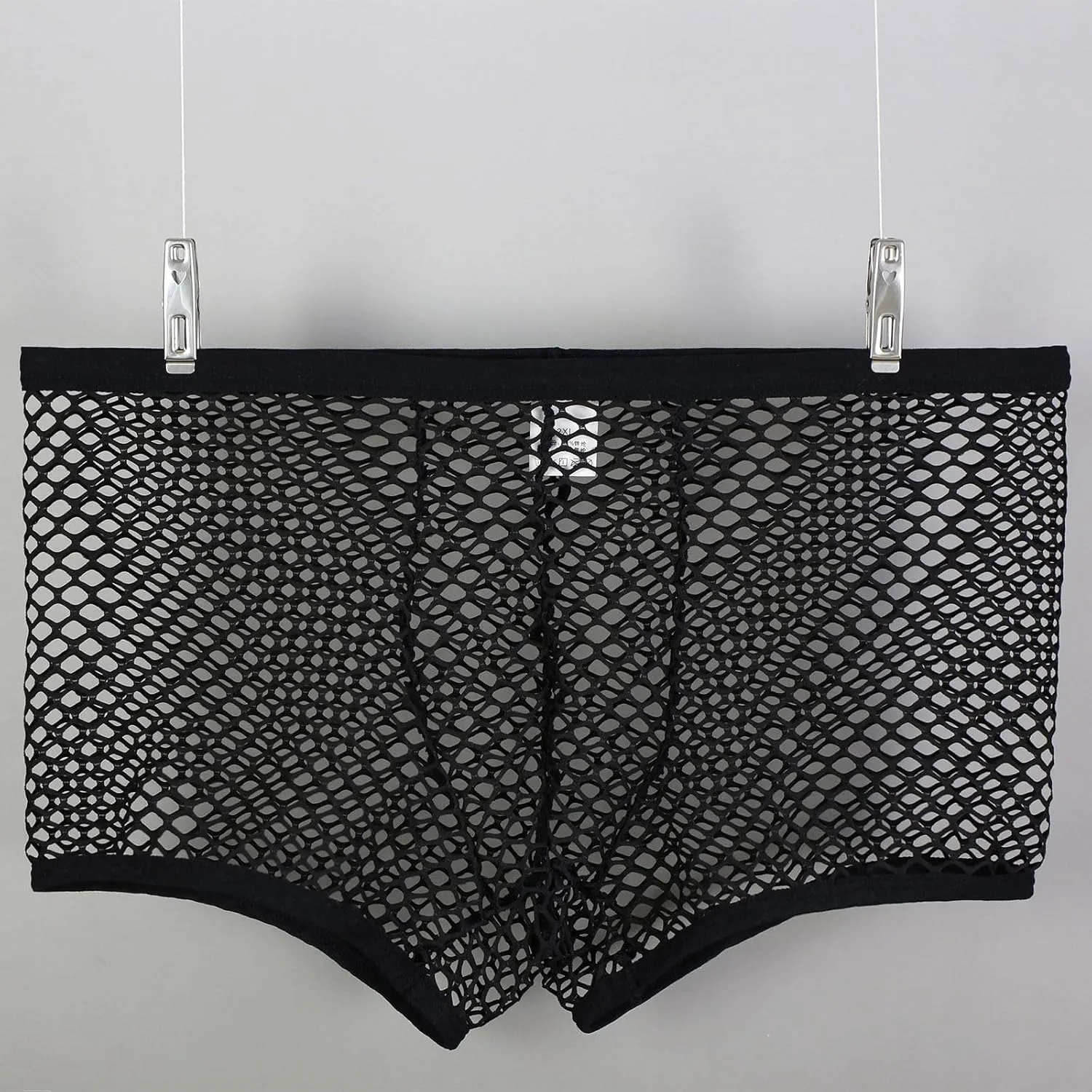 Men's See Through Sexy Fishnet Boxer Briefs Breathable Comfort Trunks Underwear Mesh Lingerie Bikini Pants for Male