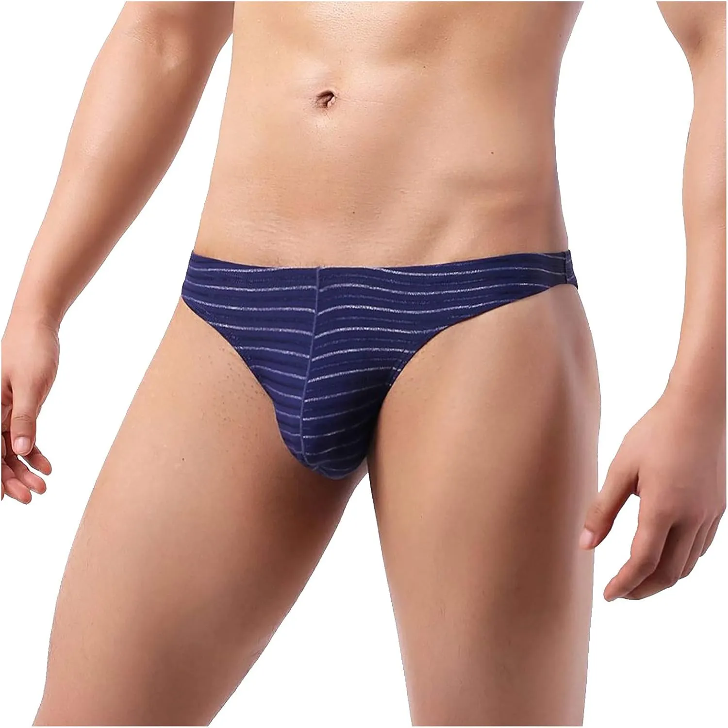 Men's Sexy Briefs Breathable Comfort Thong Underwear Front Pouch Briefs Low Rise Stretch Underpants Bikini Panty