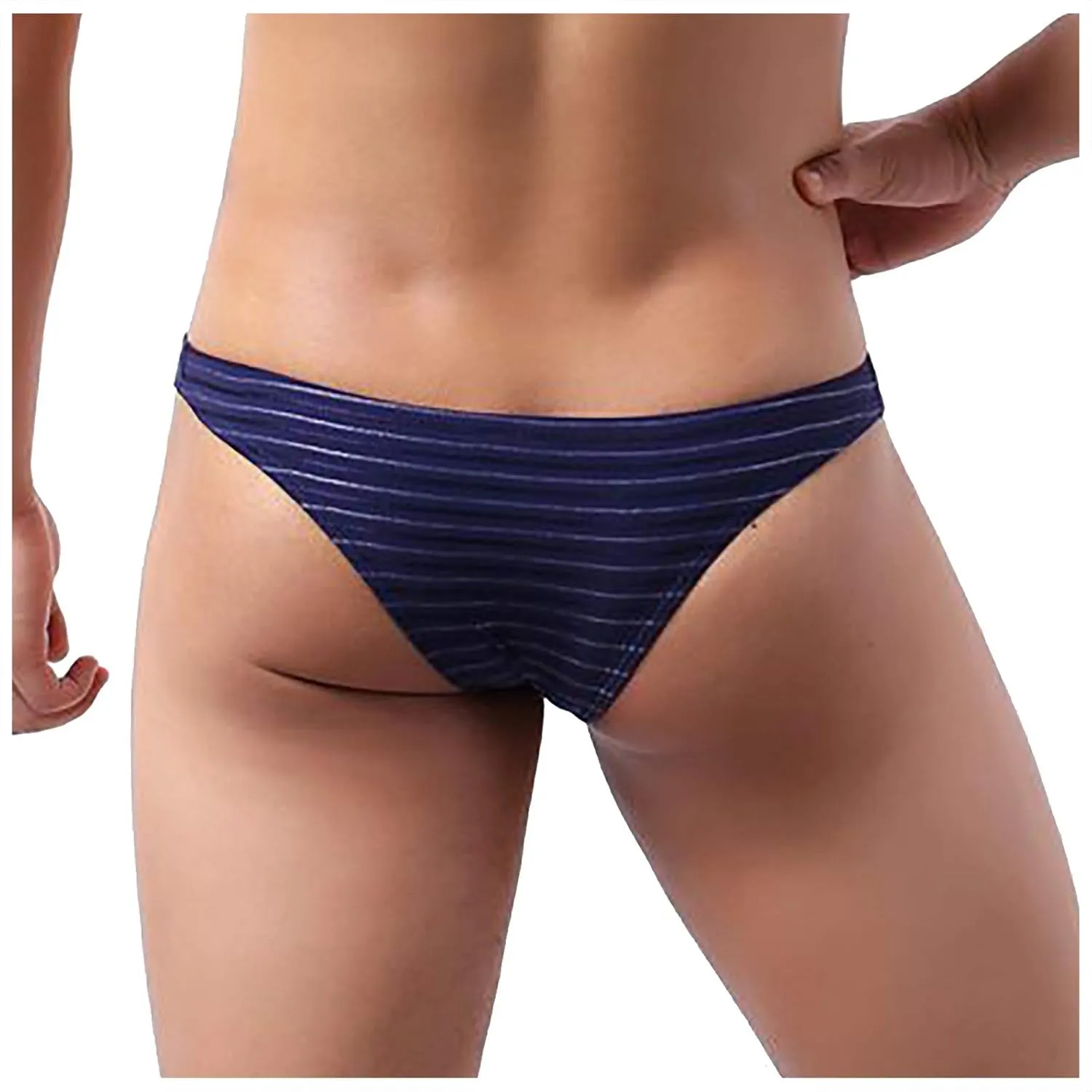 Men's Sexy Briefs Breathable Comfort Thong Underwear Front Pouch Briefs Low Rise Stretch Underpants Bikini Panty