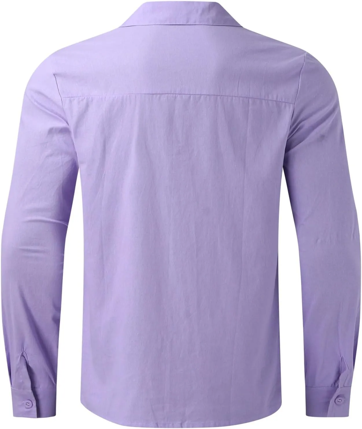 Men's Summer Cotton Linen Shirts Long Sleeve Casual Button Down Shirt Plus Size Lightweight Loose Beach Holiday Tops