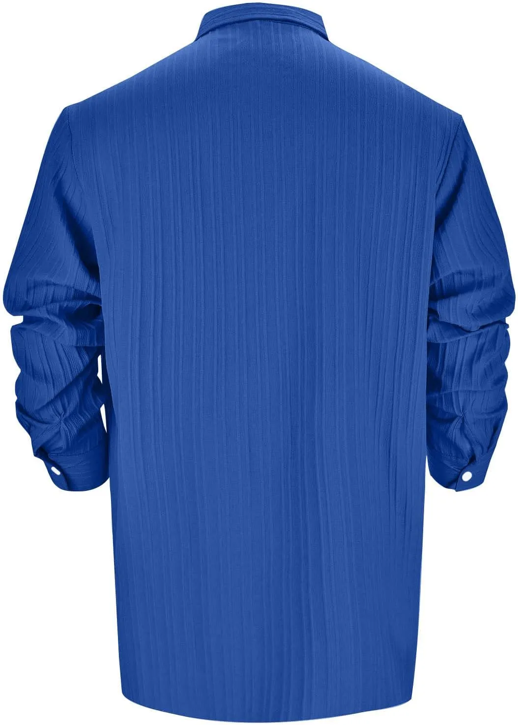 Men's Summer Cotton Linen Shirts Long Sleeve Casual Button Down Shirt Plus Size Lightweight Loose Beach Holiday Tops