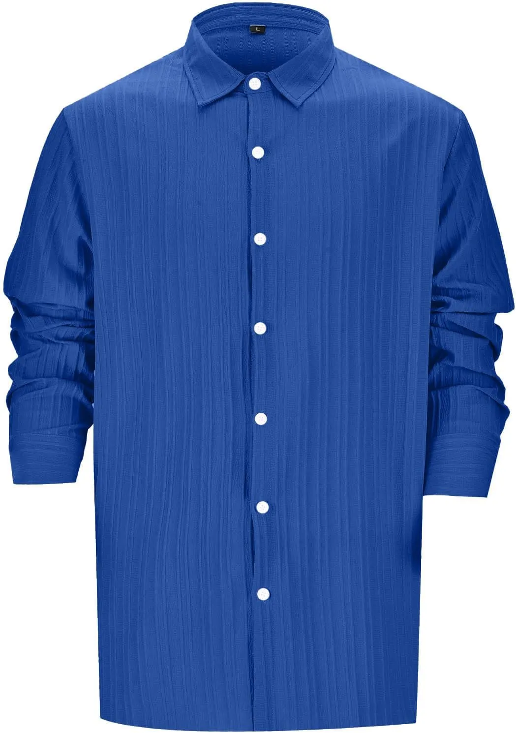 Men's Summer Cotton Linen Shirts Long Sleeve Casual Button Down Shirt Plus Size Lightweight Loose Beach Holiday Tops