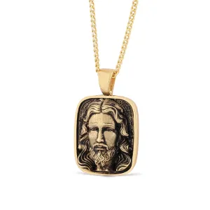 Messiah Square Pendant, Christian Jewelry, Jesus Necklace, Christ Necklace, Round Silver Religious Pendant, Jesus Jewelry, Faith Jewelry