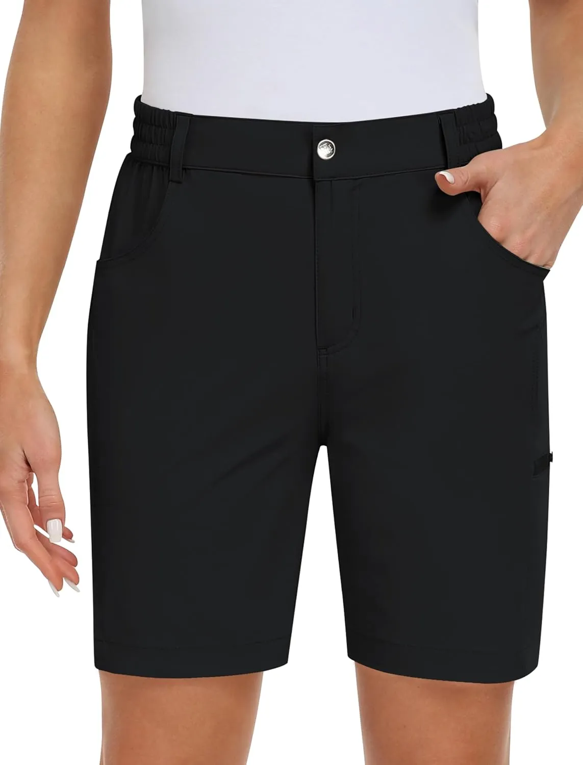 MoFiz Womens Golf Shorts 7" Quick Dry Hiking Shorts Lightweight Bermuda Shorts for Women with Pockets
