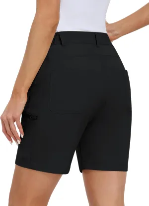 MoFiz Womens Golf Shorts 7" Quick Dry Hiking Shorts Lightweight Bermuda Shorts for Women with Pockets
