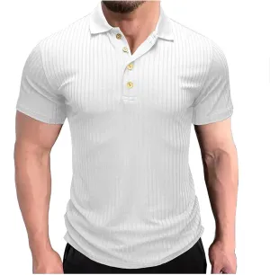 Muscularfit Short Sleeve Button Up Shirts for Men Casual Stylish Striped Summer Tee Regular-Fit Big and Tall Black T Shirt