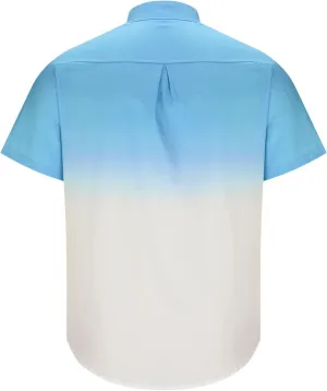 Muscularfit Summer T Shirts for Men Casual Stylish Short Sleeve Gradient Color Henley Shirt Regular-Fit Cotton Linen Shirts