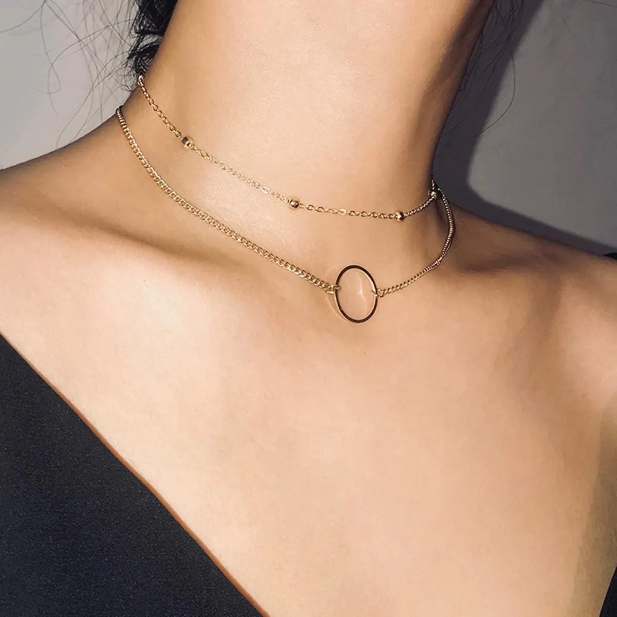 Necklace for Women,14K Gold Plated Layered Pearl Necklaces for Women,Chunky Chain Choker Necklaces for Jewelry Birthday Gifts,Gold Necklaces for Women,Layering Long Necklace for Women