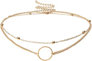 Necklace for Women,14K Gold Plated Layered Pearl Necklaces for Women,Chunky Chain Choker Necklaces for Jewelry Birthday Gifts,Gold Necklaces for Women,Layering Long Necklace for Women