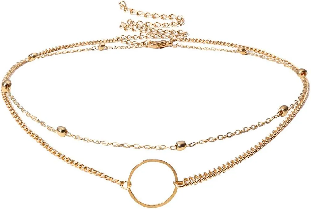 Necklace for Women,14K Gold Plated Layered Pearl Necklaces for Women,Chunky Chain Choker Necklaces for Jewelry Birthday Gifts,Gold Necklaces for Women,Layering Long Necklace for Women