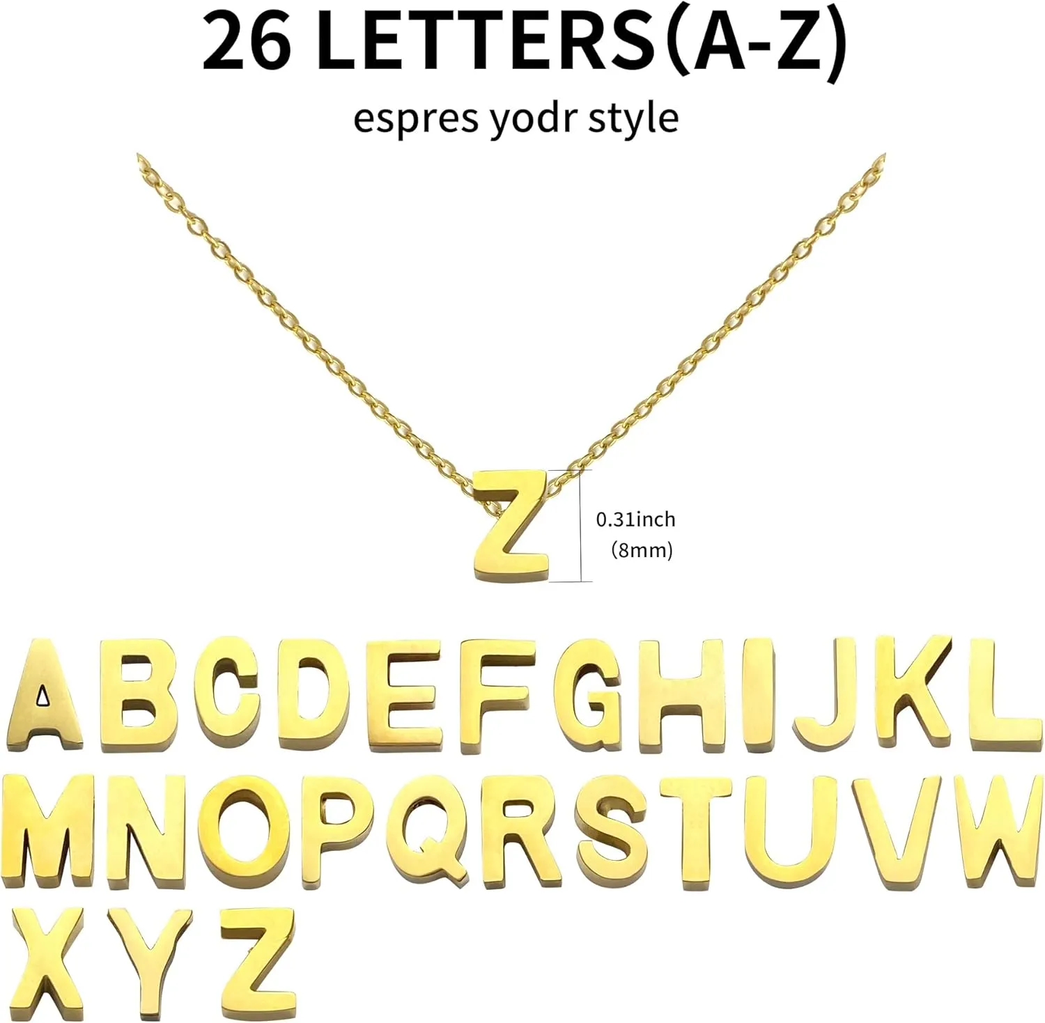 Necklaces For Women Initial Necklaces Letter Necklace Gold Silver Plated A-Z Pendant Titanium Necklace For Women