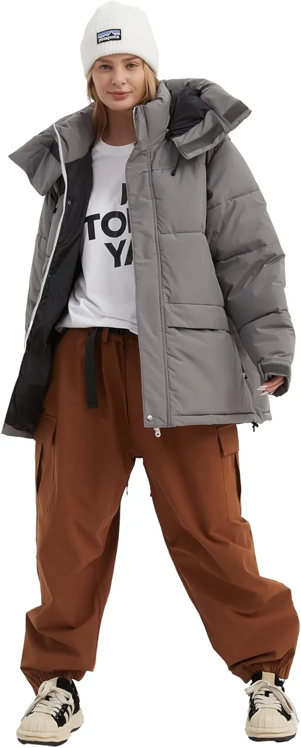 NOMADIKA Oversize Waterproof Ski Jacket Thick Snow Coats with Detachable Hood Winter Skiing Snowboard Jackets for Women Men