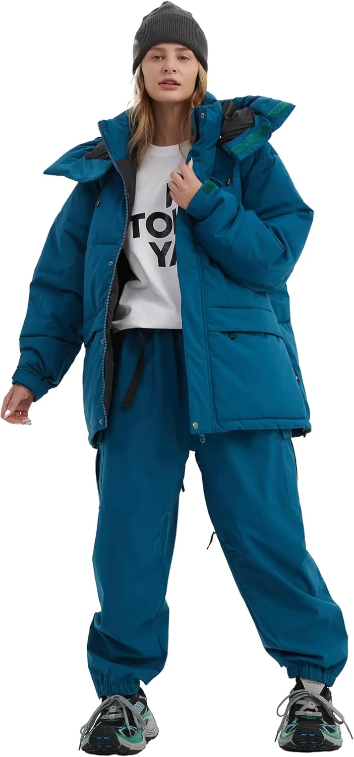 NOMADIKA Oversize Waterproof Ski Jacket Thick Snow Coats with Detachable Hood Winter Skiing Snowboard Jackets for Women Men