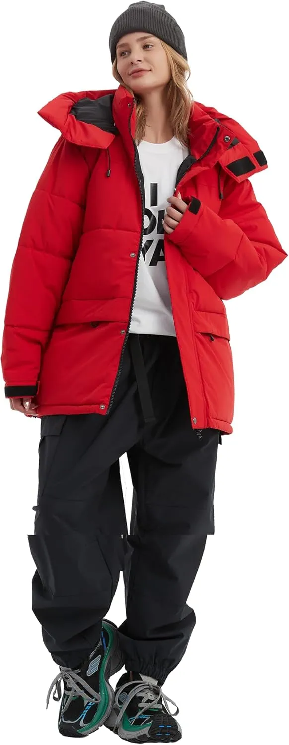 NOMADIKA Oversize Waterproof Ski Jacket Thick Snow Coats with Detachable Hood Winter Skiing Snowboard Jackets for Women Men