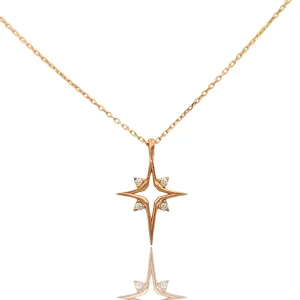 North Star Necklace, North Star Pendant, Star Necklace, Star Pendant, Celestial Jewelry, Star Jewelry, 925 Silver Jewelry, Handmade Jewelry, Gift for All (Rose Gold)