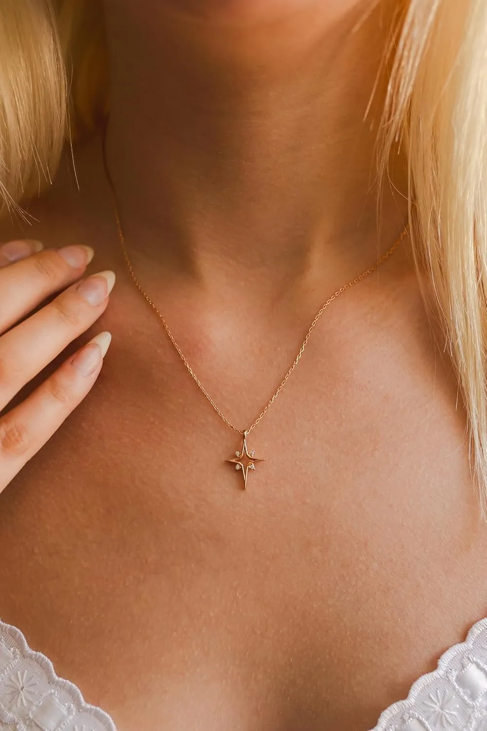 North Star Necklace, North Star Pendant, Star Necklace, Star Pendant, Celestial Jewelry, Star Jewelry, 925 Silver Jewelry, Handmade Jewelry, Gift for All (Rose Gold)