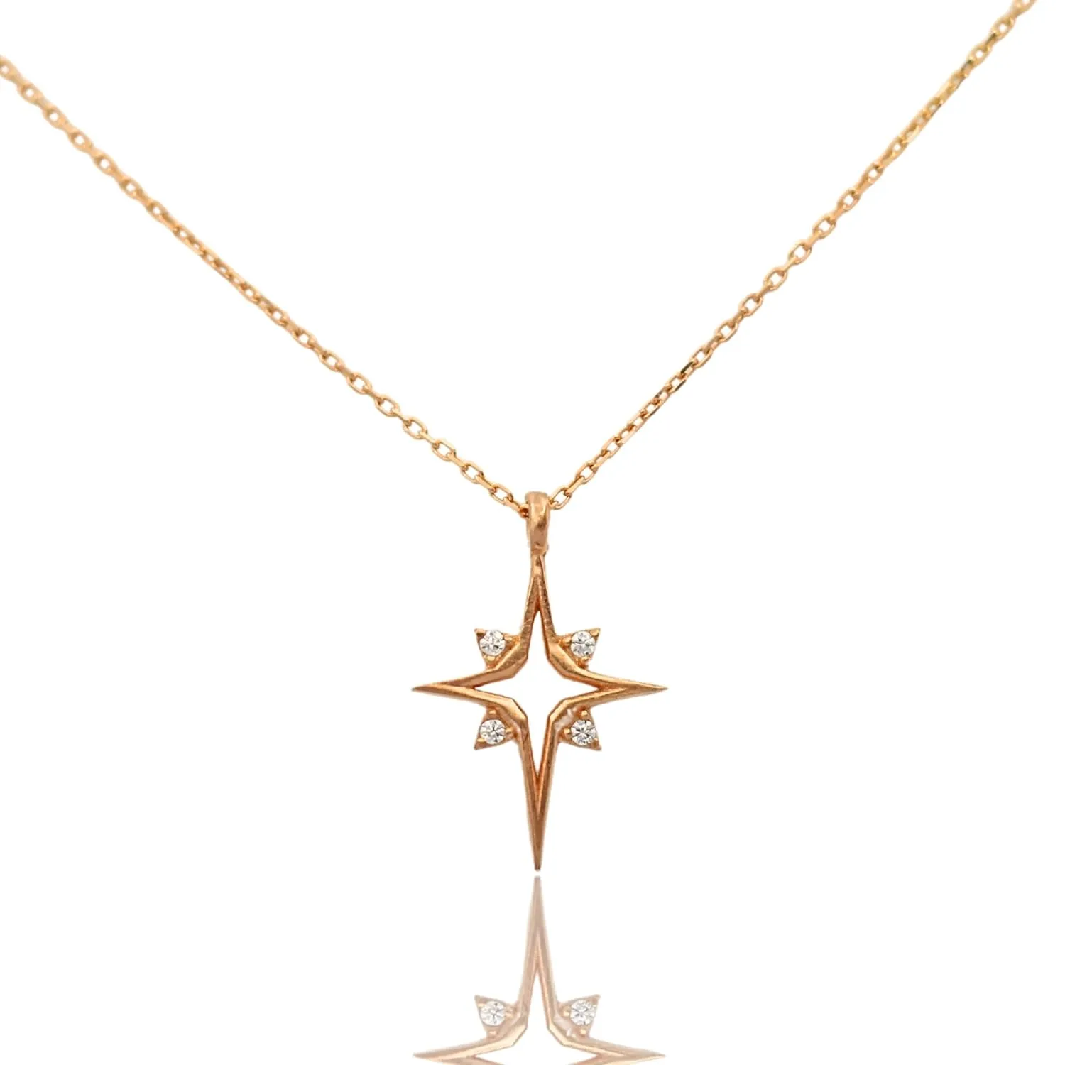 North Star Necklace, North Star Pendant, Star Necklace, Star Pendant, Celestial Jewelry, Star Jewelry, 925 Silver Jewelry, Handmade Jewelry, Gift for All (Rose Gold)