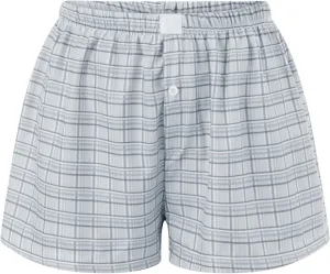 NUFIWI Women Y2k Pajamas Shorts Gingham Cute Pj Short Pants Plaid Lounge Shorts Sleep Bottoms Elastic Boxers Streetwear