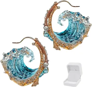 Ocean's Oath Jewelry Set, Jewelry Set for Women, Ocean Wave Necklace Earrings Ring Jewelry Set, Ocean Beach Jewelry Set for Mothers Day,Birthday, Anniversary
