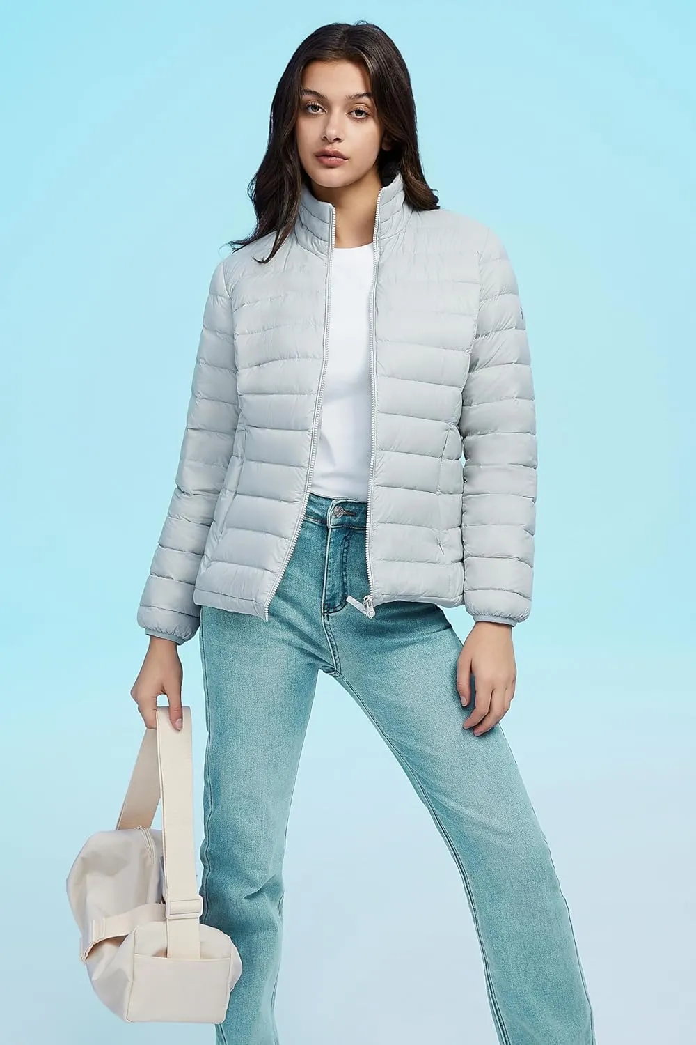 Orolay Women's Lightweight Packable Down Jacket Quilted Puffer Coat with Stand Collar