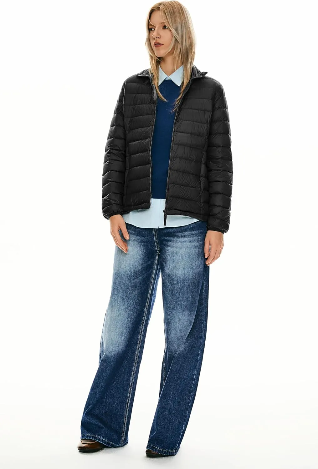 Orolay Women's Lightweight Packable Down Jacket Quilted Puffer Coat with Stand Collar