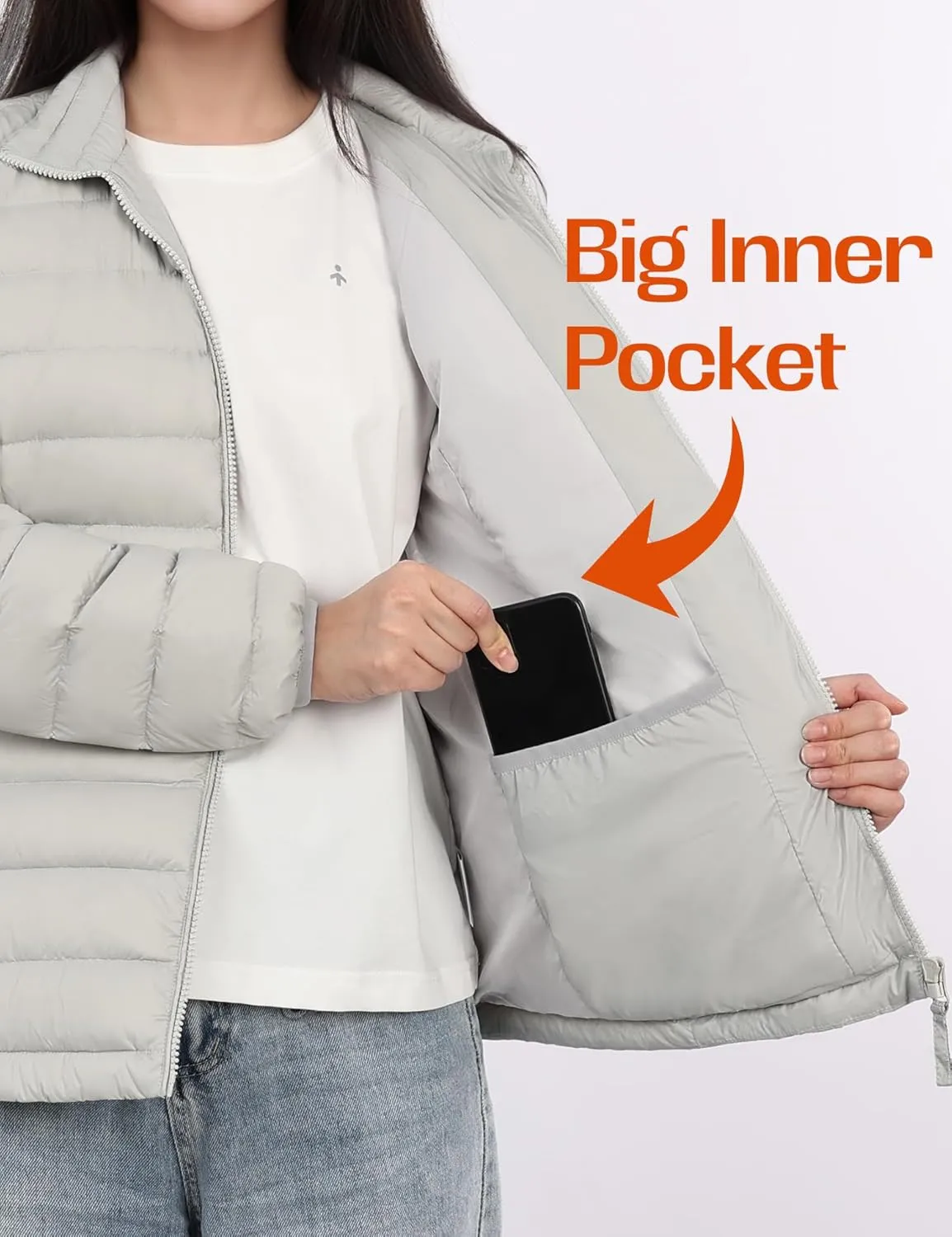 Orolay Women's Lightweight Packable Down Jacket Quilted Puffer Coat with Stand Collar