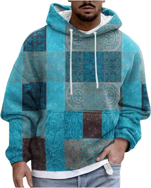 Oversized Hoodie Men Print Plush Warm Fleece Casual Pocket Sweater Winter Coat